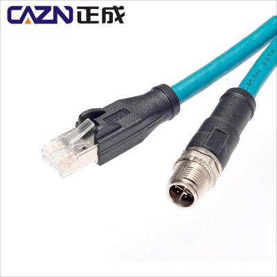 China 10Gbps Ethernet Ethernet Cable M12 8 Pin Female Male X-Code To RJ45 Cat6a PUR Cable for sale