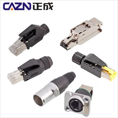 China Profinet Automotive Industrial Plastic EtherCAT Socket Metal CAT5E CAT6A Right Angle Metal RJ45 Connector Industrial RJ45 Connector for sale