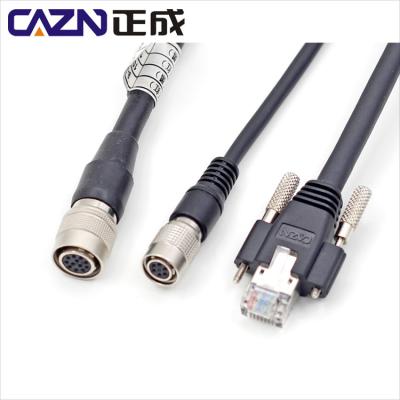 China Basler industrial camera connector GIGE use HR10A-7P-6S 6pin connector and automotive standard RJ45 socket for sale