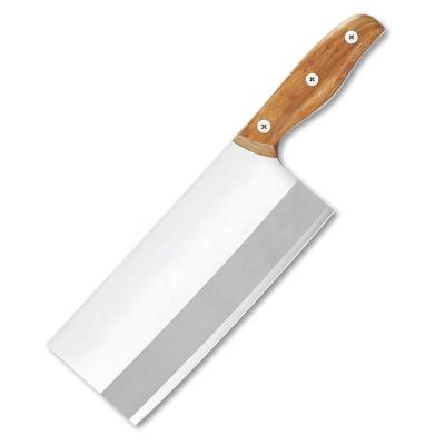 China Durable Wooden Stocked Handle Stainless Steel Blade Chicken Cutting Chinese Butcher Knife Kitchen Cleaver Knife for sale