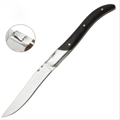 China Viable Western Style Black Color Wooden Handle Steak Knife Stainless Steel Cutlery Knife for sale