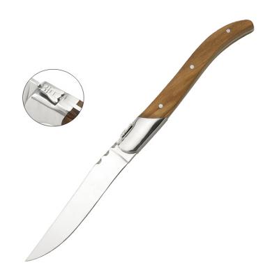 China Viable Factory Direct Olive Wooden Handle Steak Knife Bee Stainless Steel Cutlery Knife for sale