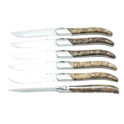 China Viable Natural Shade Handle Steak Knife Stainless Steel Wood Steak Knife for sale