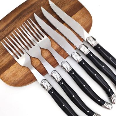 China Stocked New Design 6 Pcs Flatware Set Steak Knife Stainless Steel Forks And Knives Sets for sale