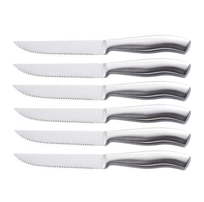 China Viable Sharpness Serrated Knife For Kitchen Cutting Stainless Steel Steak Knife Sets With Hollow Handle for sale