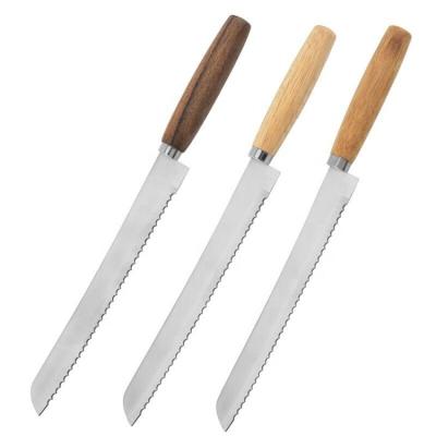 China Custom Stocked 8 Inch Forged Premio Stainless Steel Bread Knife With Different Material Handle for sale