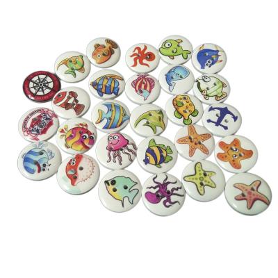 China 50PCS Viable Mixed Color Cartoon Sea Animal Shape 2 Holes Wooden Buttons For Kids Sewing Doll for sale