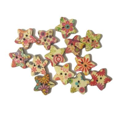 China Natural Wooden Sustainable Cardboard Printed Material Star Shaped Buttons For Kids Handmade for sale