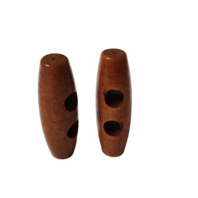 China Sustainable 2 Hole Dark Brown Wood Sewing Fabric Accessories Toggle Buttons for sale