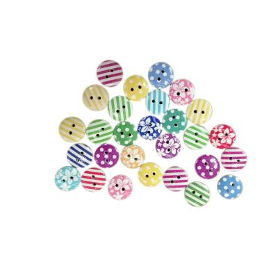 China 100pcs/bag sustainable 15mm striped printed wooden buttons for clothing for sale