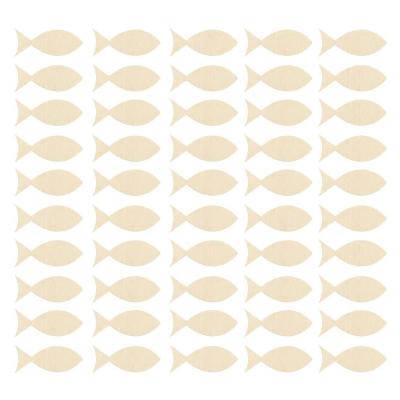 China Europe Cutouts Natural Unpainted Wooden Fish Shapes Set Of 50 Wooden Fish Cutouts Shapes for sale