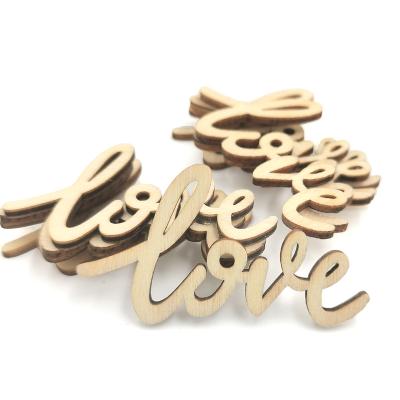 China Wholesale Europe alphabet love carved wood craft material for diy project wedding deco for sale