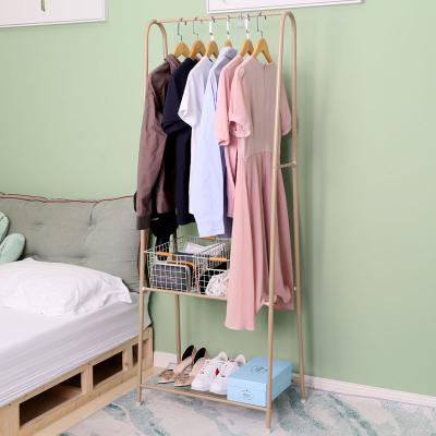 China Heavy Duty Heavy Duty Clothing Metal Garment Clothes Coat Rack With 2-Tier Shelves for sale