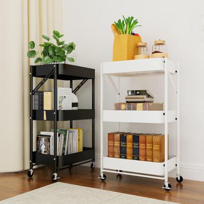 China Easy Assemble Easy To Install Sturdy 3-Layer Rack Storage Folding Kitchen Shelf for sale