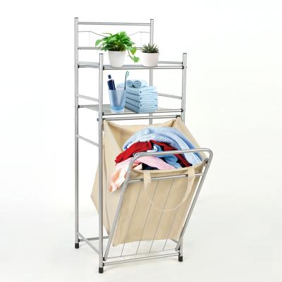 China Good Quality with Reasonable Price Metal Shelves Collapsible Laundry Clothes Basket Bathroom Storage Rack Dirty Dirty Laundry Hamper Rack for sale