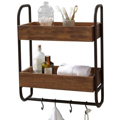 China Industrial Fashion Air Duct Frame Pine And Towel Rack Wall Mounted Bathroom With Wood Frame Standing Towel Racks Pine Wood Cabinets for sale