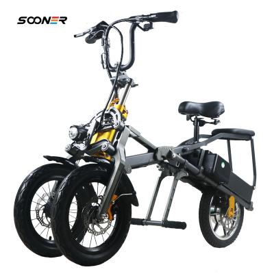 China New design aluminum alloy adults 350W 500W 48V city bike 3 wheels electric tricycle foldable ebike electric bicycle for sale