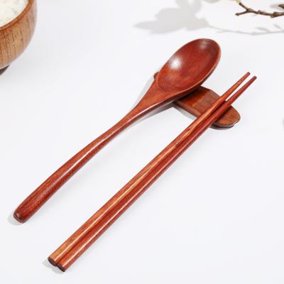 China Reusable Natural Travel Tableware Holiday Utensils Reusable Chinese Wooden Dinner Spoon Chopsticks Set for sale