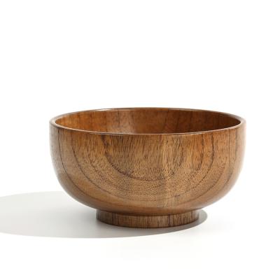 China Large Sustainable Food Dark Brown Luxury Textured Wooden Bowl for sale