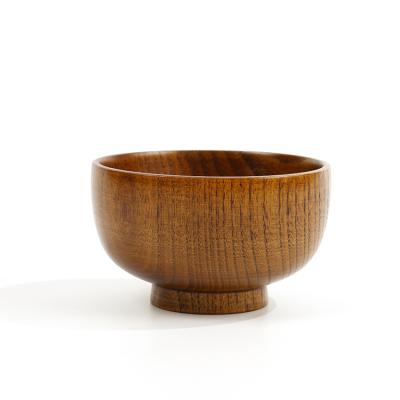 China Sustainable High Quality Traditional Dark Craft Noodle Salad Food Fruit Decoration Handmade Wood Bowl for sale