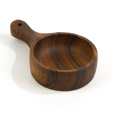 China Sustainable Craft High Quality Dark Round Fruit Salad Wooden Bowl for sale