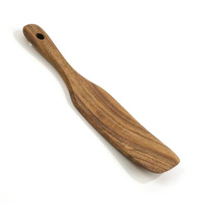 China Sustainable High Quality Long Handle Teak Wooden Spatula Spurtle for sale