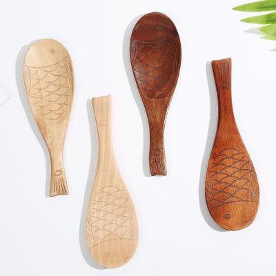 China Viable Kitchen Tableware Creative Direct Selling Factory Shape Shape Style Cutlery Peach Rice Shovel Cheap Wooden Spoon Set for sale