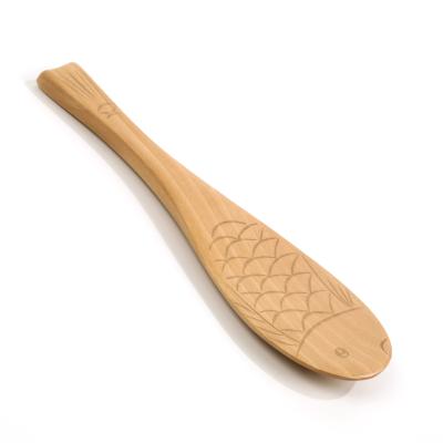 China Factory direct sale sustainable kitchen cooking tool wooden lacquered flatfish spoon for sale