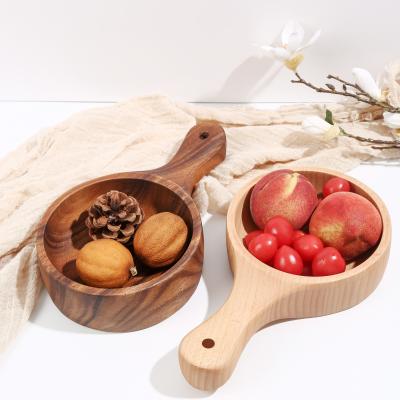 China OEM Wholesale Eco Friendly Biodegradable Handmade Wooden Serving Bowls Stocked Fiber Display Fruit Salad for sale