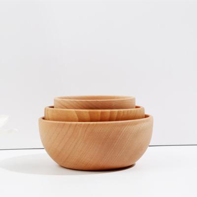 China Wholesale Direct Heat Resistant Natural Salad Fruit Kitchen Restaurant Kitchen Mixing Factory OEM Wooden Bowls Viable for sale