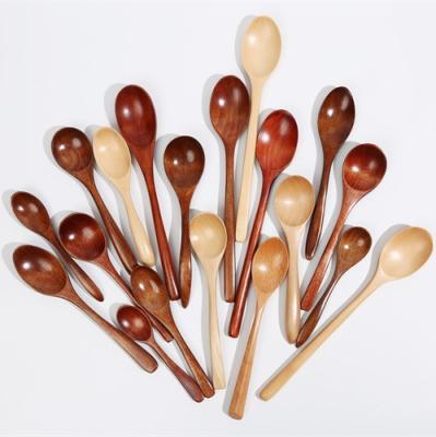 China Sustainable newest design curved handle nanmu products wooden mini spoon for sale