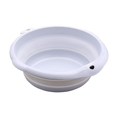 China Hot Selling Viable Cheap Plastic Foldable Portable Bathroom Wash Basin Round Basin With Hanging Hole for sale