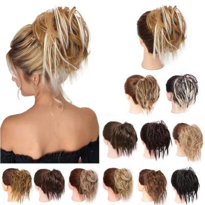 China Updo Elastic Messy Straight Woman Hair Bun Natural Elastic Band High Temperature Fiber Hair Bun Synthetic Hair Pieces Bun for sale