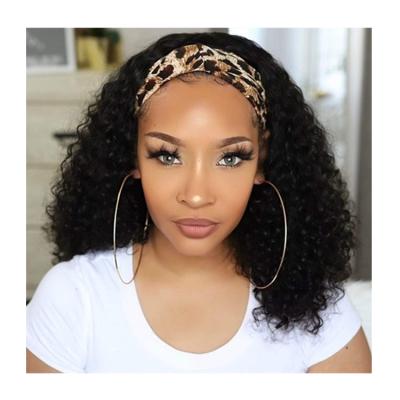 China 2021 Wholesale 2021 Brazilian Kinky Curly Curly Wig Headband Brazilian Hair With Tied for sale