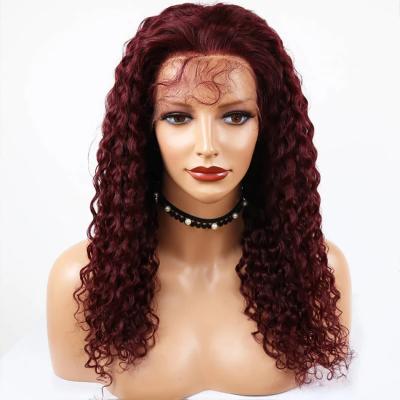 China Deep Wave Factory Supply 99J or 1B/99J Color Afro Wig 4*4 13*4 13*6 Deep Curly Headband Full Brazilian Swiss Wave Hair Wigs For Sales for sale