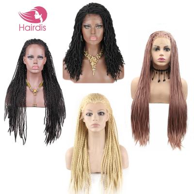 China Box/Hook/Micro/Cornrow/Braided Wholesale Million Braid Wig Ombre Blonde Micro High Temperature Fiber Long Twist African Cornrow Braided Wigs For Black Women for sale