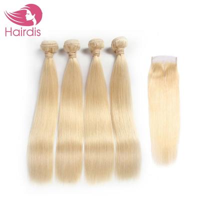 China Silky Straight Wave Hair Extensions Blonde 613 Human Hair Bundles With Closure Hair-DIS Virgin Brazilian Straight 1 Piece 7A for sale