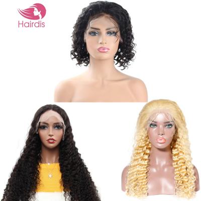 China Factory Straight Deep Wave 360 ​​Brazilian Deep Wave Wig 12 20 24 26 Inch 613 1B/27 180% Density Blonde Remy Full Lace Front Human Hair Wigs 180% for sale