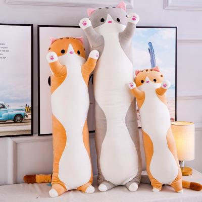 China Giant Long Cat Plush Pillow Amazon Hot Selling Play Cheap Soft Cartoon Cat Large Doll For Children Cat Plush Toy Leather Shell for sale