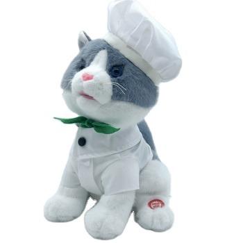 China Kids Gift Chef's Electric Kitten Cat That Meows By Touching It Simulation Electric Cat Toy Hot Sale Moving Cat Stuffed Plush Doll Gift for sale