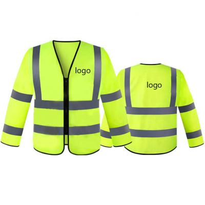 China High Quality Breathable Custom Strength Green Hi Reflect Long Sleeve Jacket Motorcycle Safety Working Reflective Vest With Logo for sale