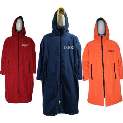 China Windproof Men's Swim Parka Coat Waterproof Shorts/Jacket Youth Adult Kids Long Sleeve Surf Dry Robe With Warm Sherpa Fleece Lining for sale