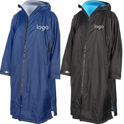 China Blue Hooded Oversized Jacket Waterproof Windproof Parka Changing Long Robe Coat Surf Poncho for Water Sport Beach for sale