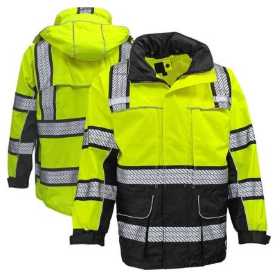 China 2023 High Visibility Thickening Men's Rain Coat Polyester Fit Rain Suit Waterproof for sale