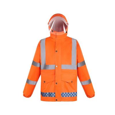 China Reflective Rain Gear High Visibility Rain Tape ANSI Standard III Class III Rain Wear Large Orange Unisex Motorcycle Rain Suits for sale