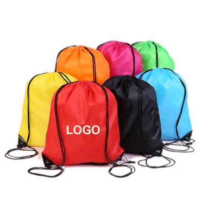 China Wholesale High Quality Custom Folding String Logo Printed Shopping Bags OEM Sports Backpack Colorful Polyester Drawstring Bags for sale