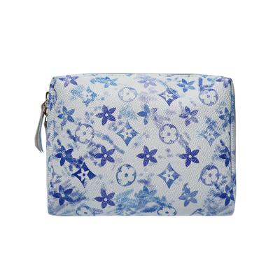 China Famous Luxury Fashion PVC PU Cosmetic Bag With Printed Square Travel Bag Cosmetic Bags for sale