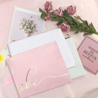 China Fashion Custom Popular Cute Canvas Pattern Logo Zipper Wholesale Makeup Brushes Cosmetic Bag Cotton Bags for sale