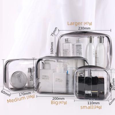 China Fashion Logo Clear Translucent Custom Pvc Multifunctional With Zipper Storage Toiletry Bags Travel Waterproof Cosmetic Bag for sale