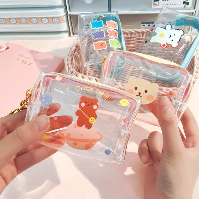 China Logo Coin Purse PVC Cosmetic Bag Birthday Gift Mini Storage Bag Transparent Zipper Fashion Cute Waterproof Portable Coin Purse for sale